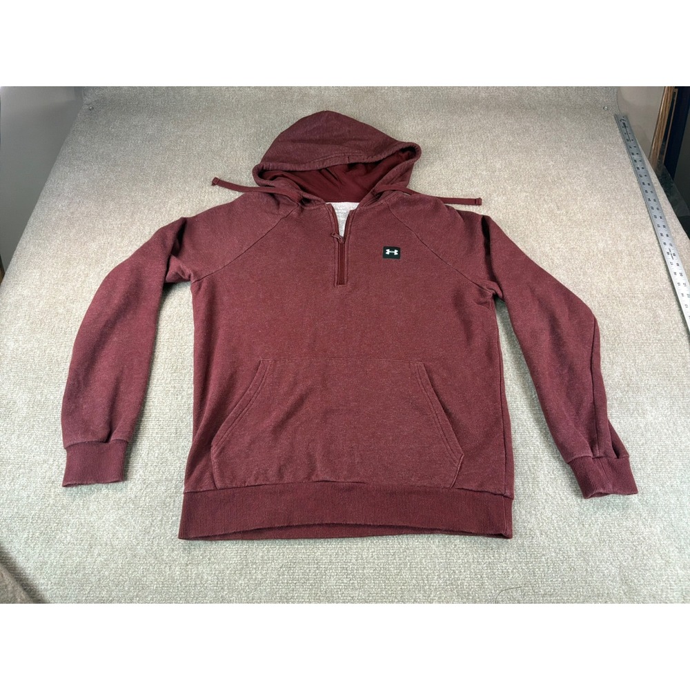 Under Armour Mens Rival Terry Quarter Zip Hoodie Burgundy Heather Small RN 96510